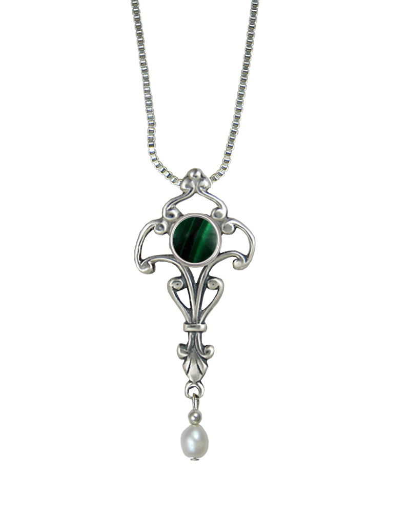 Sterling Silver Necklace With Malachite